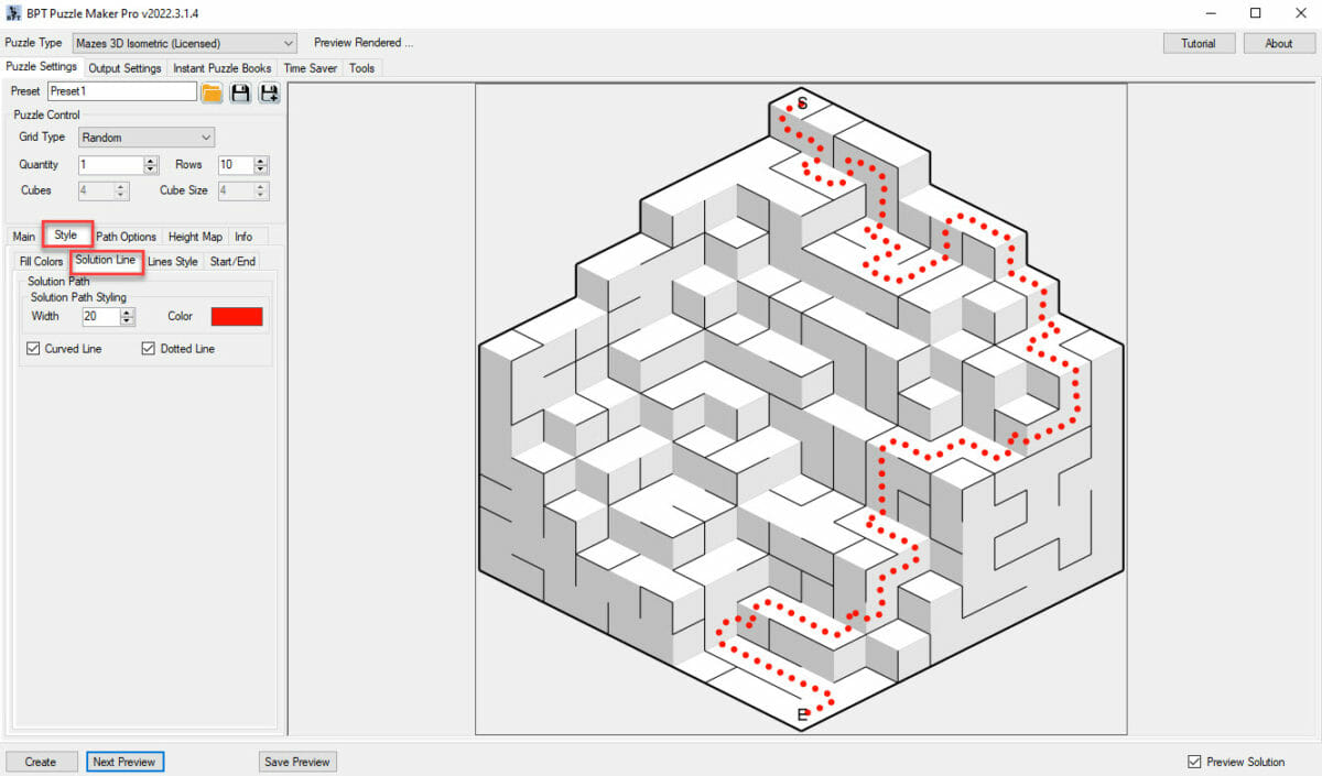 Mazes 3D Isometric Style Solution Line Screenshot
