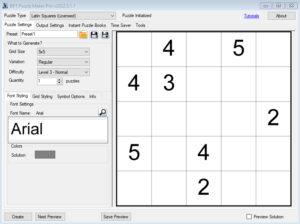 Latin Squares Numbers Screenshot