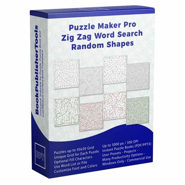 Zig Zag Word Search Random Shapes Box