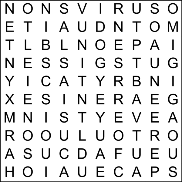 Diagonal Zig Zag Word Search 10x10