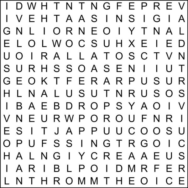 Diagonal Zig Zag Word Search 15x15