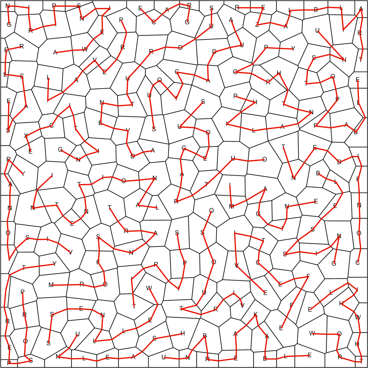 Random Shapes Zig Zag Word Search 15x15 Solution