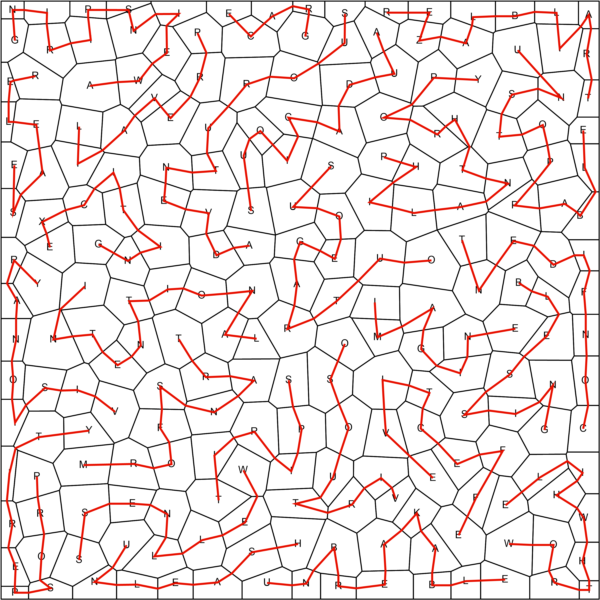 Random Shapes Zig Zag Word Search 15x15 Solution