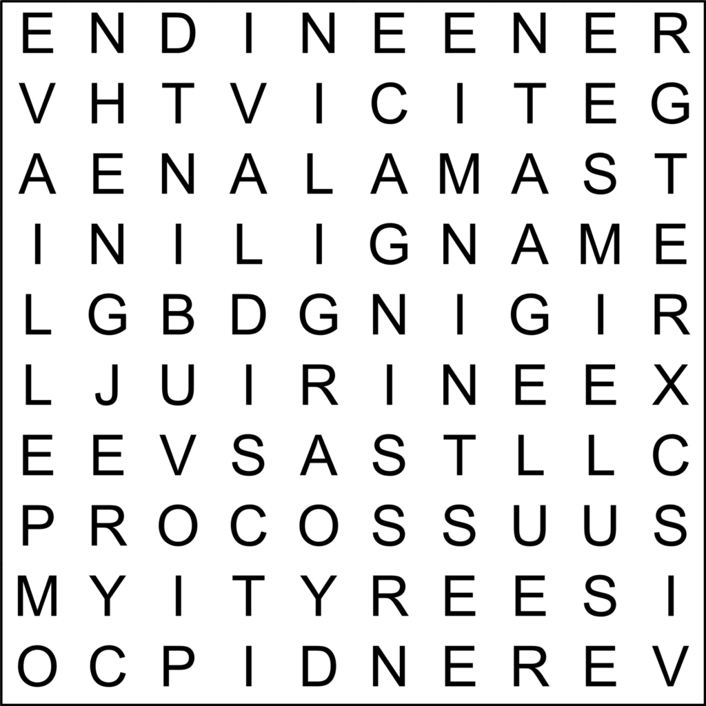 Regular Zig Zag Word Search 10x10