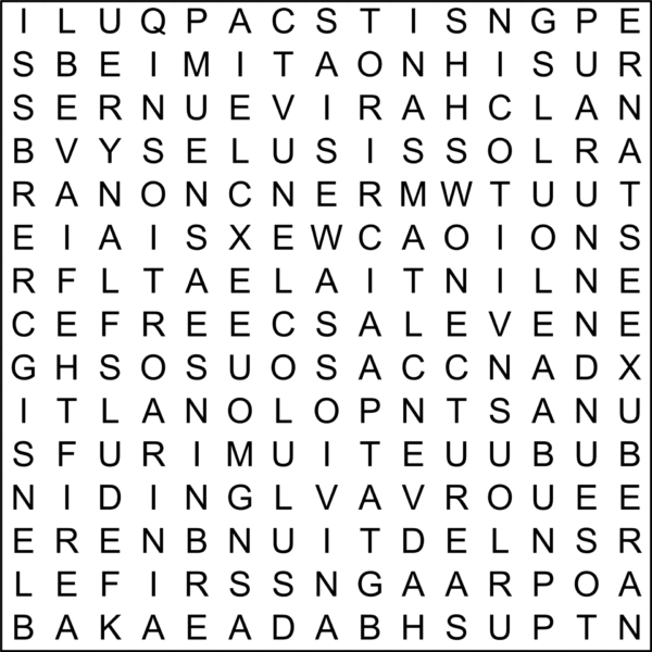 Regular Zig Zag Word Search 15x15