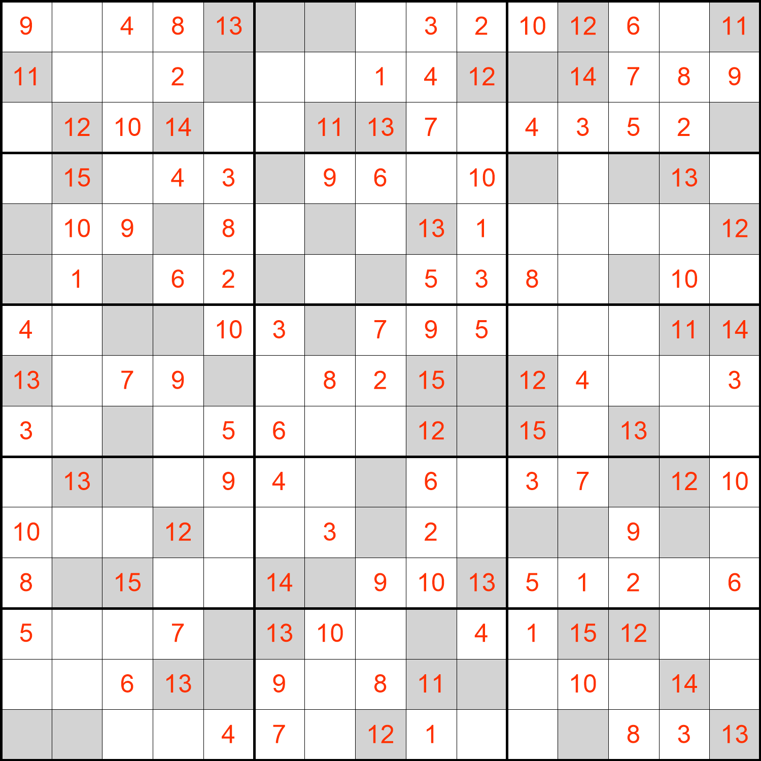 Sudoku 16x16 - Médio 