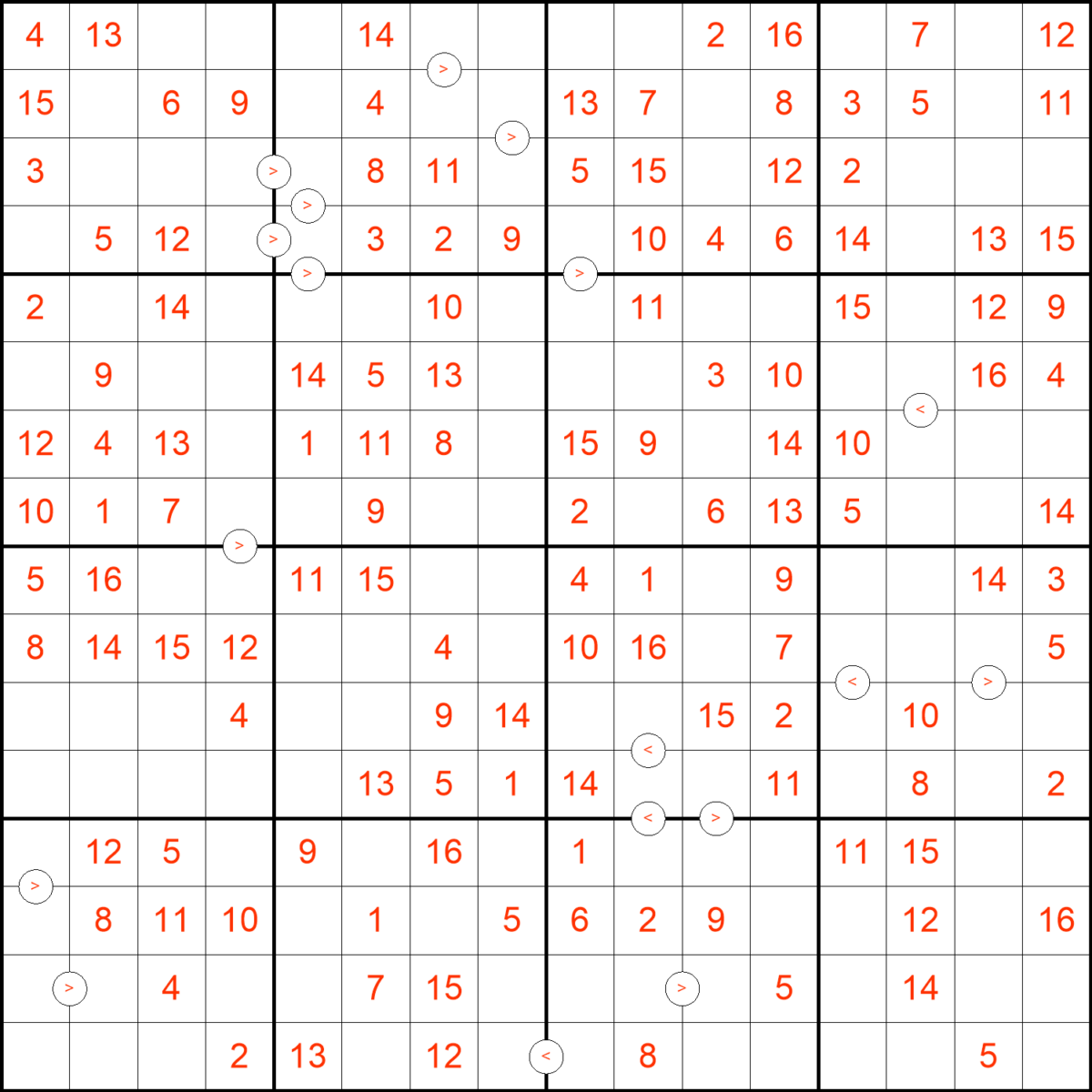 Sudoku 16x16 Compare Example