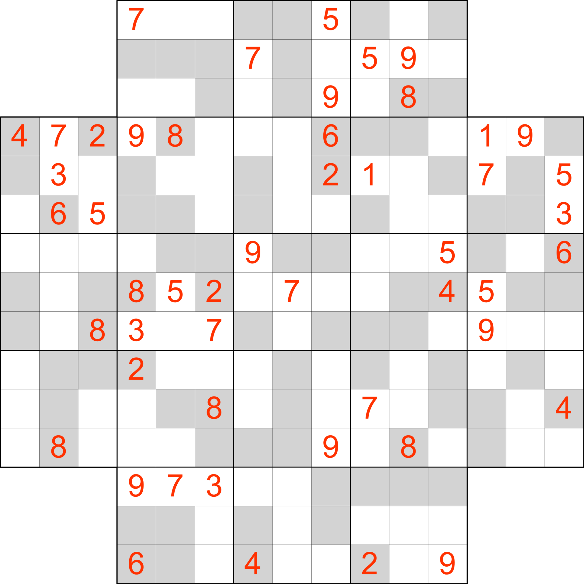 Multi Sudoku automatic solver - free size(image) -- Samurai Sudoku