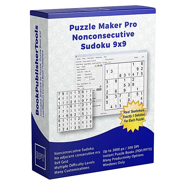 Puzzle Maker Pro - Nonconsecutive Sudoku 9x9