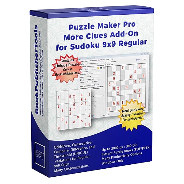 Puzzle Maker Pro - More Clues Add-On for Sudoku 9x9 Regular