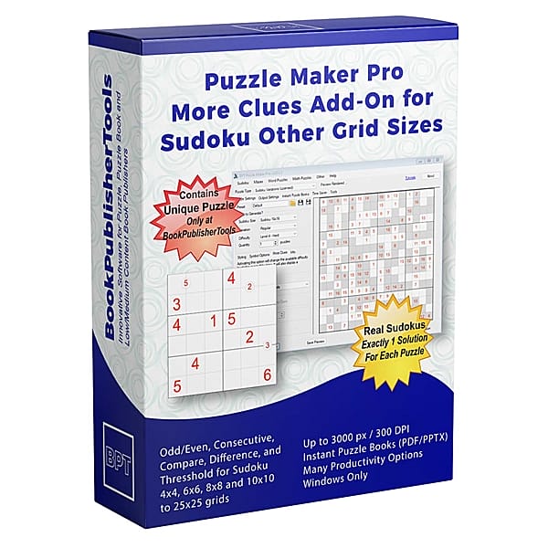 Puzzle Maker Pro - More Clues Add-On for Sudoku Other Grid Sizes