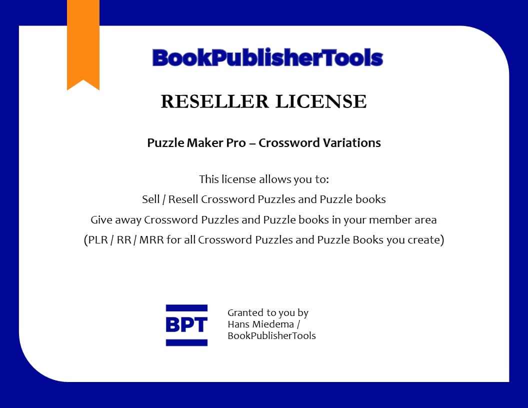 Reseller License for Crossword Variations