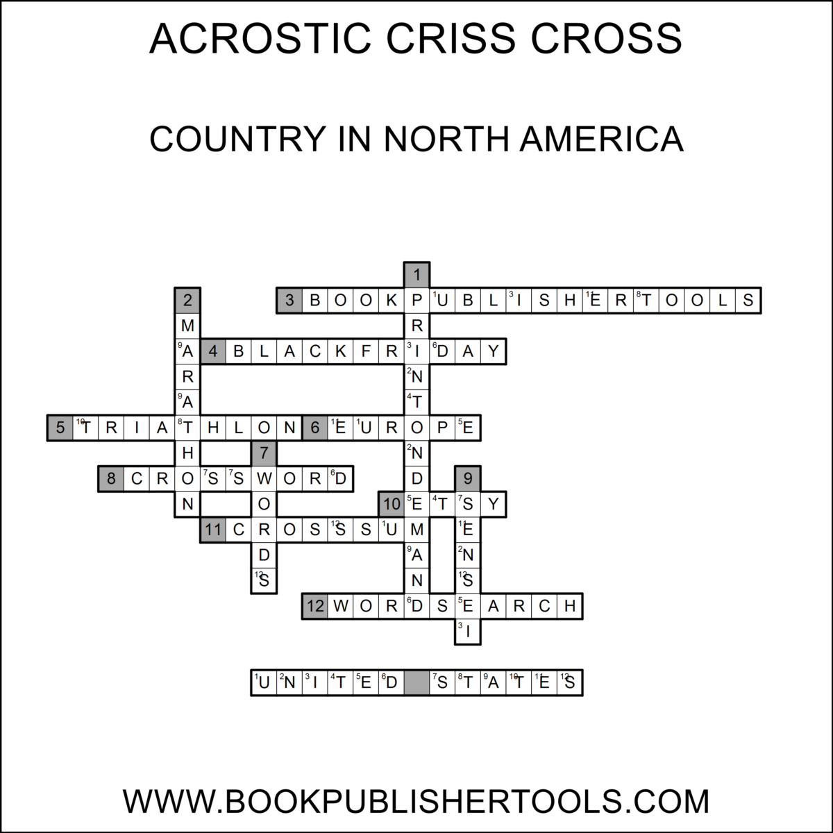 Acrostic Criss Cross - Secret Word Solution