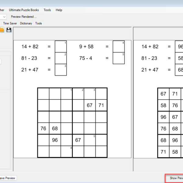 Math Sudoku - Puzzle and solution preview