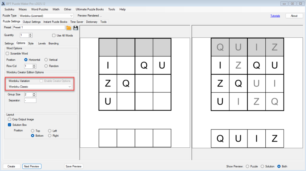 Wordoku Classic - unique letters in each grid cell