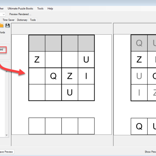 Puzzle Maker Pro Wordoku - using the Auto Fit option with the word QUIZ