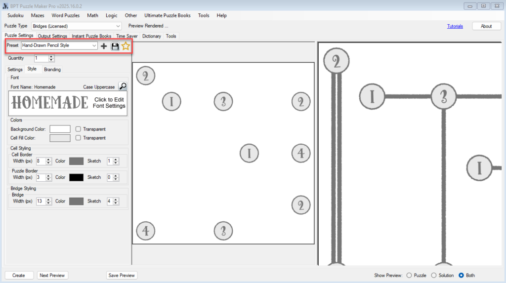 Puzzle Maker Pro - save preset