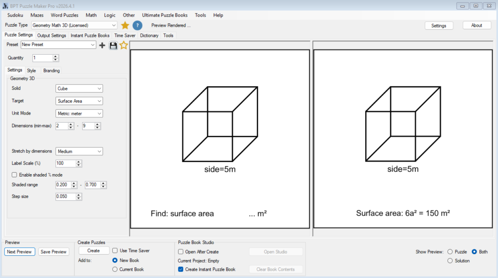 Geometry Math 3D preview showing a clean worksheet before switching to Time Saver