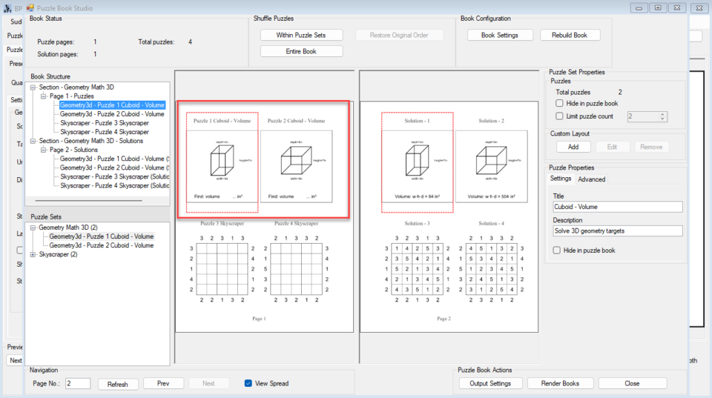 Geometry Math 3D output examples selected for a mixed puzzle book