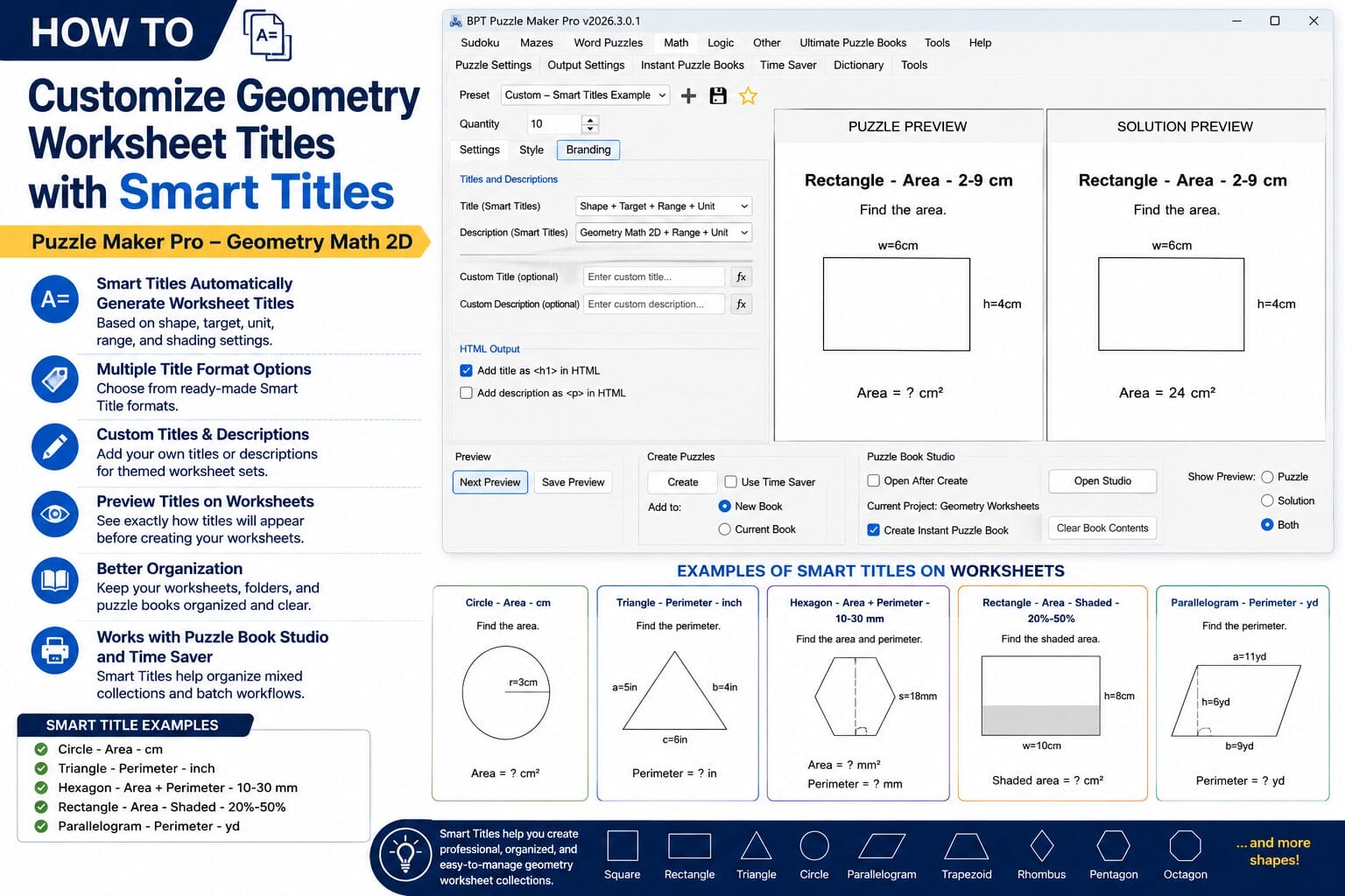 Geometry Smart Sources How to Customize Geometry Worksheet Titles with Smart Titles