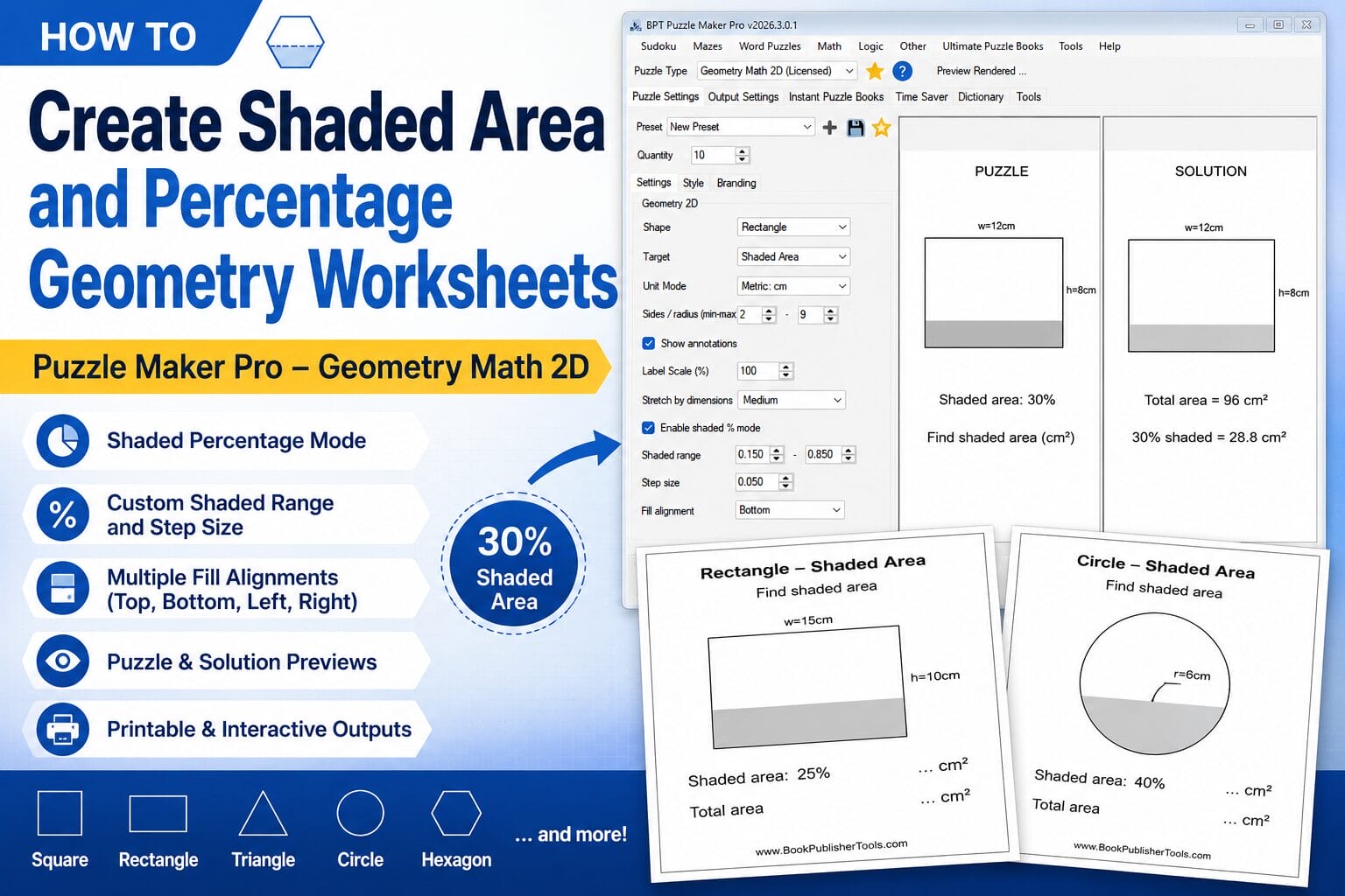 How to Create Shaded Area and Percentage Geometry Worksheets