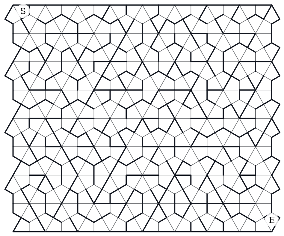An Exotic Pattern maze on the Kite (deltoidal) tiling — kite-shaped tiles in six-fold rosettes