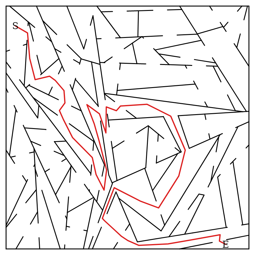 A Craquelure maze — crazed into many small tiles, with its solution