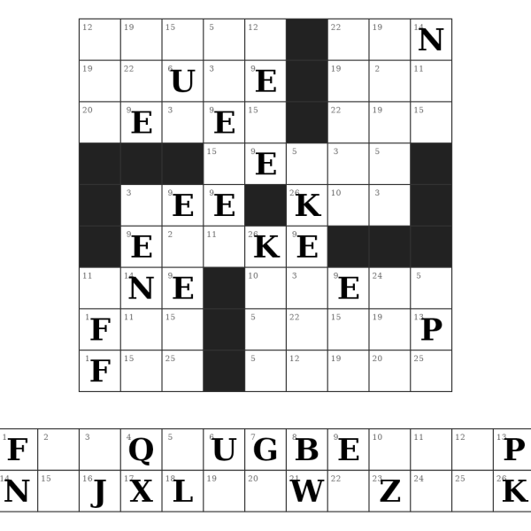 A 9x9 Codeword: a shorter grid, with more of the key filled in from the start
