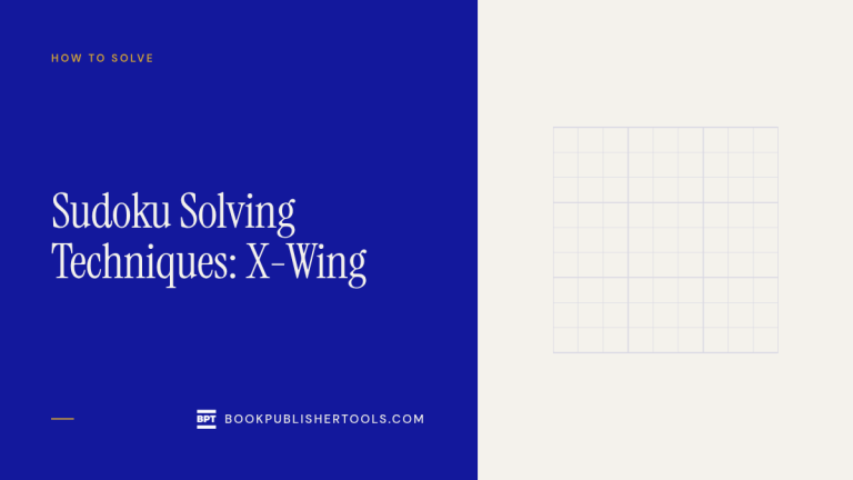 Featured card reading "Sudoku Solving Techniques: X-Wing" over a faint 9x9 sudoku grid