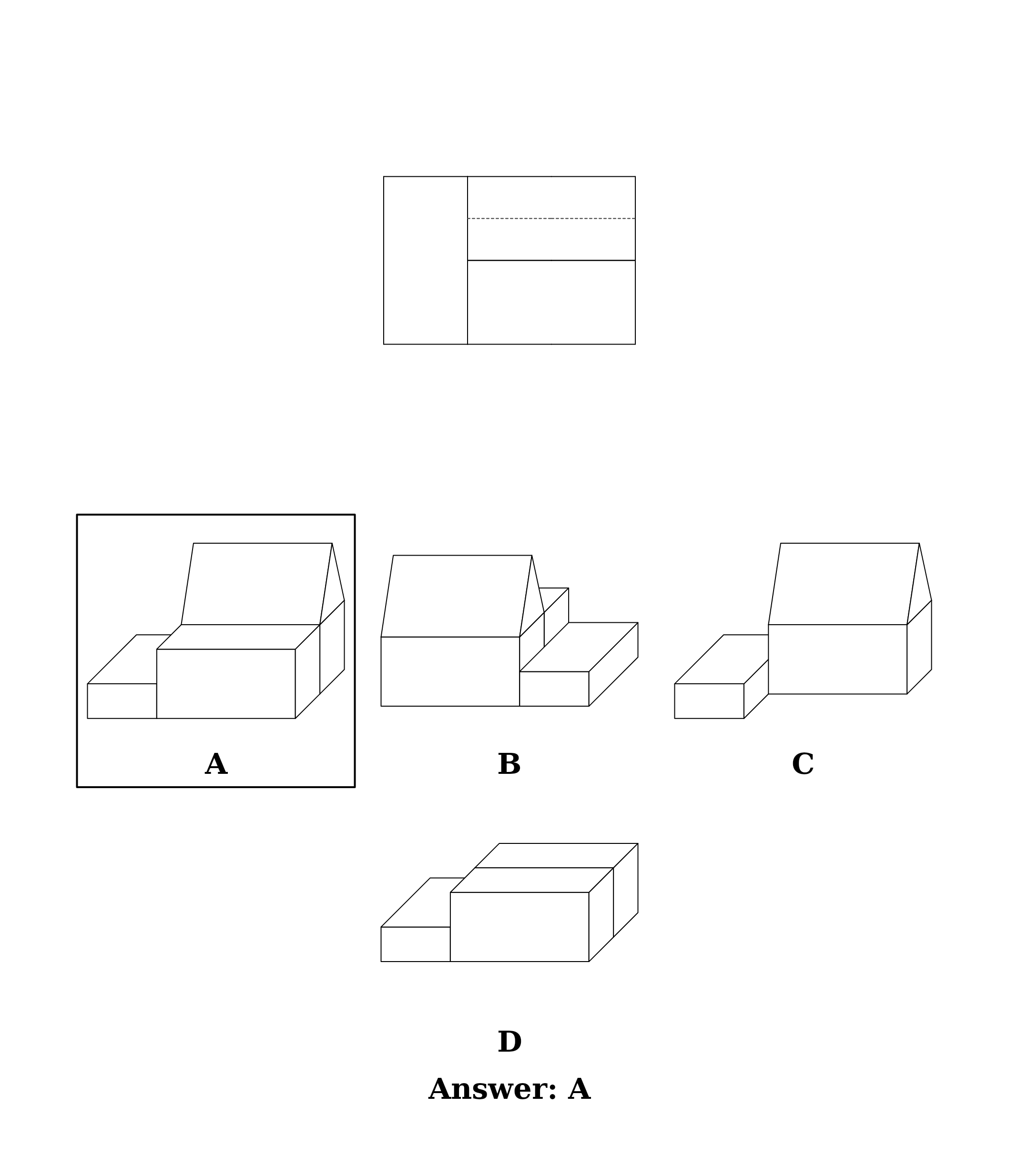 The answer key for the colorable puzzle, with option A ringed